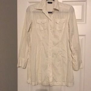 White button down long shirt
